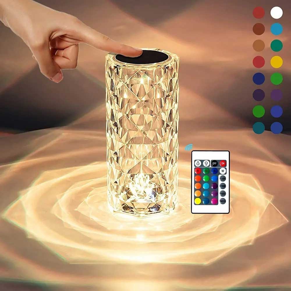 Diamond Crystal Color Changing LED Table Lamp with Touch Control