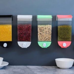 Plastic Wall Mounted Push Button Storage Container Gift Set 1100ml for Kitchen 1Pcs