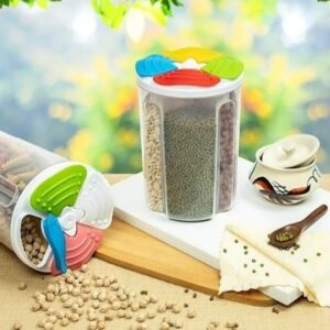 Round 4 Section Multi Storage Plastic Container Kitchen 2500ml Gift Set
