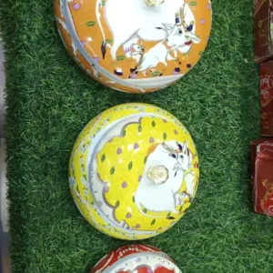 5 Inch Round Pichwai Dry Fruit Jar with Lid Gift Set1
