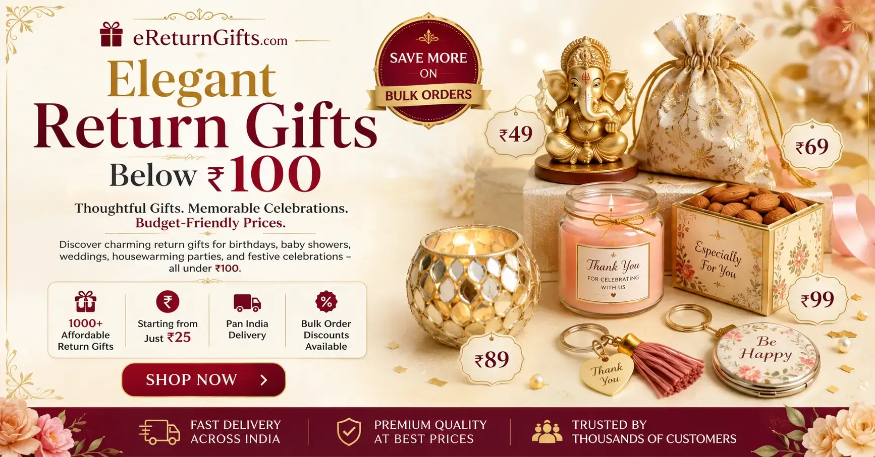 Below 100 Rupees Elegant return gifts for celebrations
