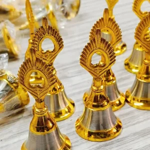 Brass Coated Peacock Design 4 inch Bell 1 Pc Gift Set