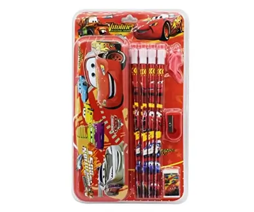 Cartoon Printed Stationery Gift Set with Metal Box, Pencil, Eraser & Sharpener