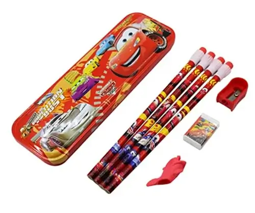 Cartoon Printed Stationery Gift Set with Metal Box, Pencil, Eraser & Sharpener1