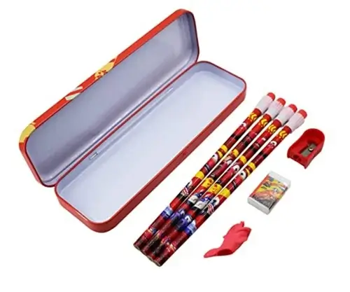 Cartoon Printed Stationery Gift Set with Metal Box, Pencil, Eraser & Sharpener3