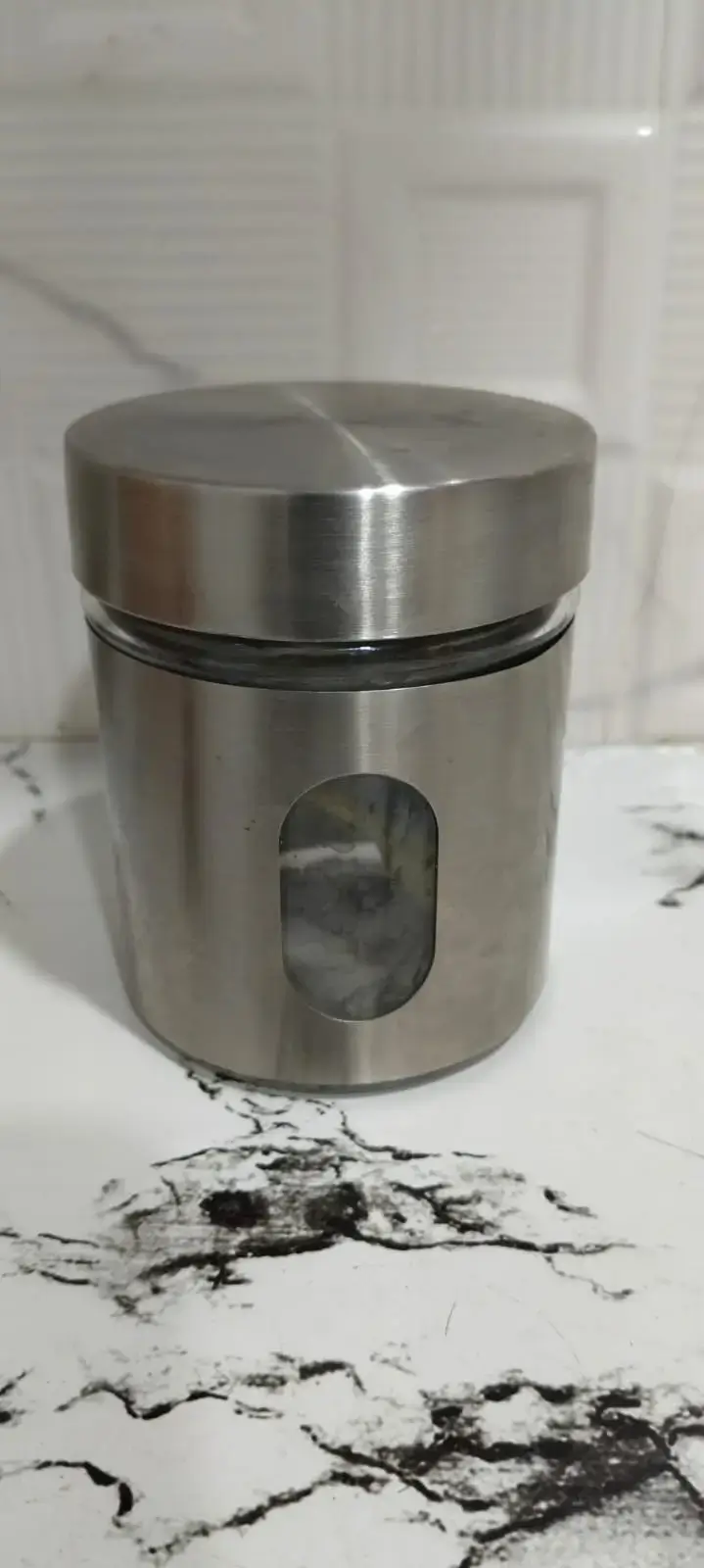 Coffee & Tea Stainless Steel Round Glass Jar 350ml 1pc Gift Set