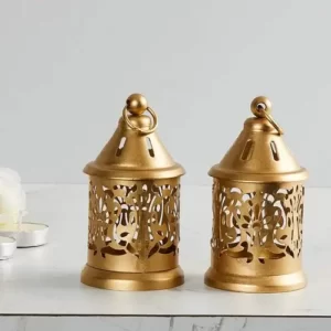Diwali Iron Golden Hanging T Light Candle Holder Vintage Set1