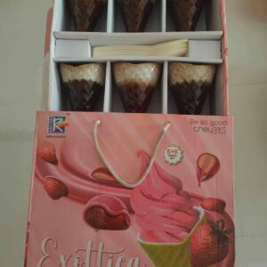 Exottica 6 Pcs Exclusive Ceramic Cone Shaped Ice Cream Cups & 6 Spoons Set