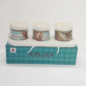 Kanch Airlock 3Pcs Glass Jar with Tray Exclusive Gift Set