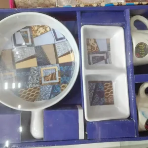 Kanch Melamine Saucepan, 2 Partition Chutney Bowl & 2 Ceramic Cups Gift Set