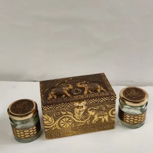Meenakari Dryfruit Box with Tiny Glass Jar 2pc Gift Set