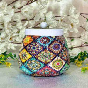 Meenakari Rajasthani Design 4 inch Dry Fruit Jar with Lid Gift Set