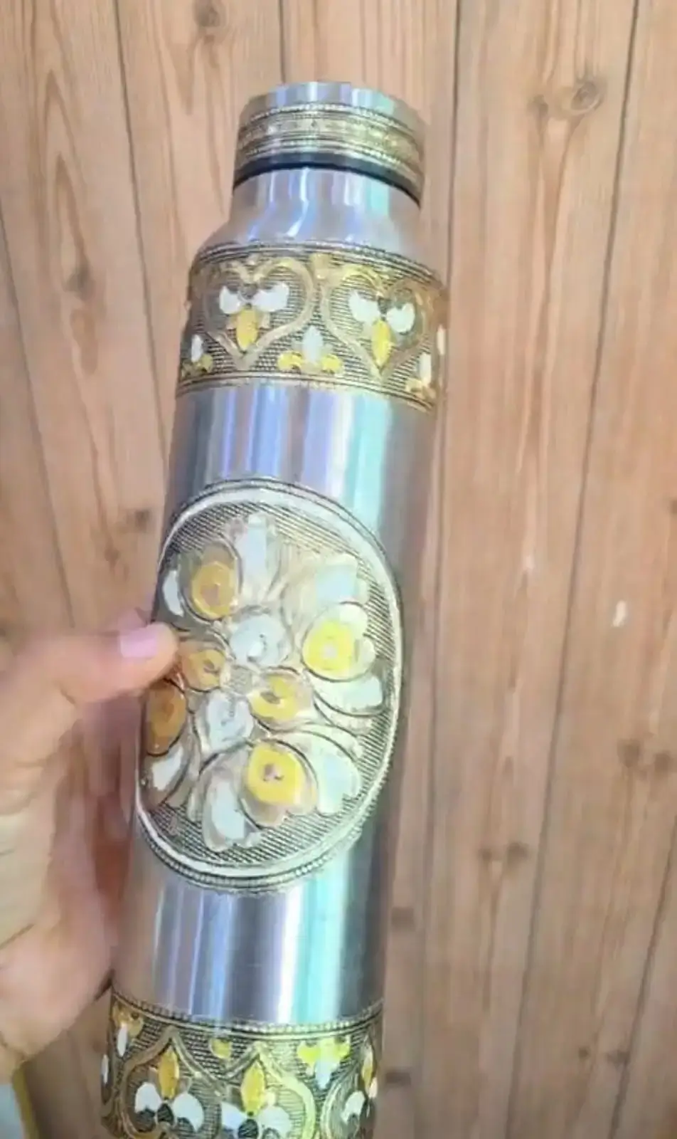 Meenakari Design Elegant Steel Water Bottle 1000ml Gift Set