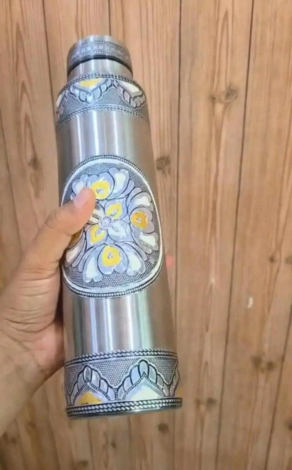 Meenakari Design Elegant Steel Water Bottle 1000ml Gift Set