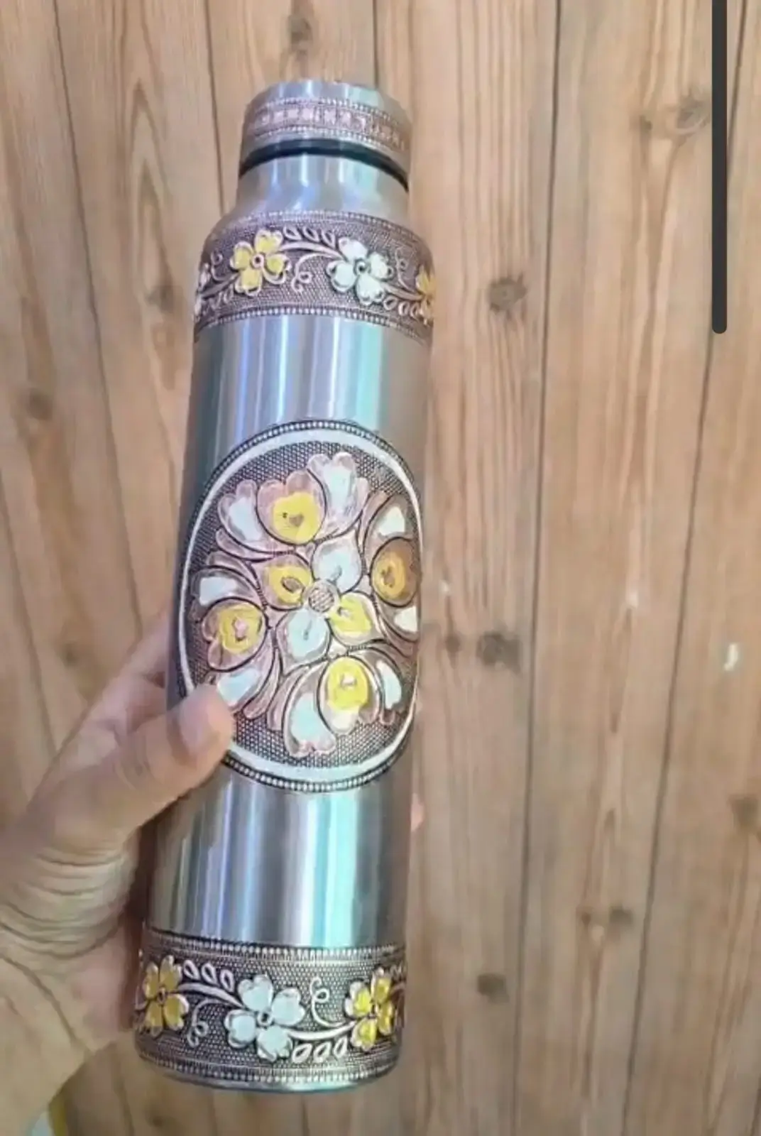 Meenakari Design Elegant Steel Water Bottle 1000ml Gift Set