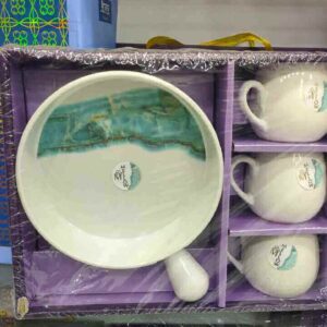 Mellow Havana (6+1) 6 Pcs Ceramic Tea Mugs & 1 Snack Platter Set1