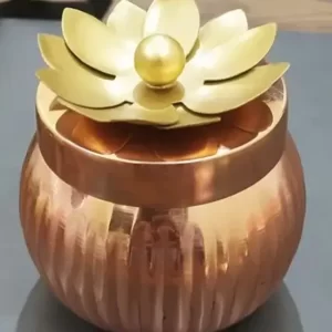 Metal Brass Brown Decorative Dry Fruit Jar with Lid Gift Set