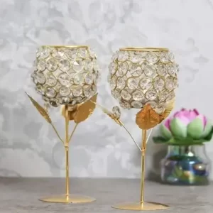 Modern Decor Flower Tree Crystal T Light Candle Holder with Stand1