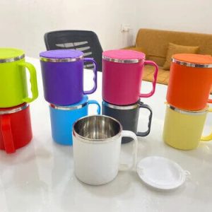 Multicolor Stainless Steel Coffee Mug with Lid 200ml Gift Set
