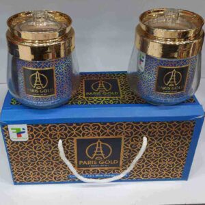 Paris Gold 2 Pcs Exclusive Jars with Designer Lids Set
