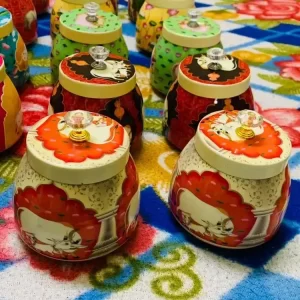 Pichwai Cow Print Metal Dry Fruit Jar with Lid Gift Set5