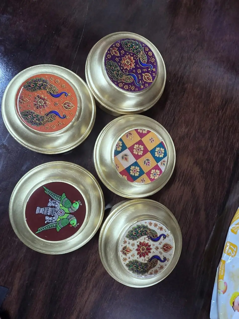 Pichwai Design Pure Brass 4 inch Masala Box Return Gifts