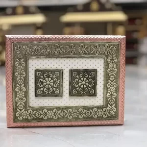 Pink Designer Wooden Dry Fruit Box 500 gms with 4 Compartment Gift set for Wedding