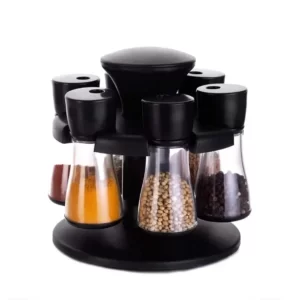 Plastic 8 in 1 Rotating Spice Rack with 8 Jar Pcs & 1 Stand for Kitchen