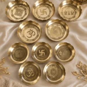 Pure Brass Lotus Design 4 Inch Pooja Bowl Gift Set