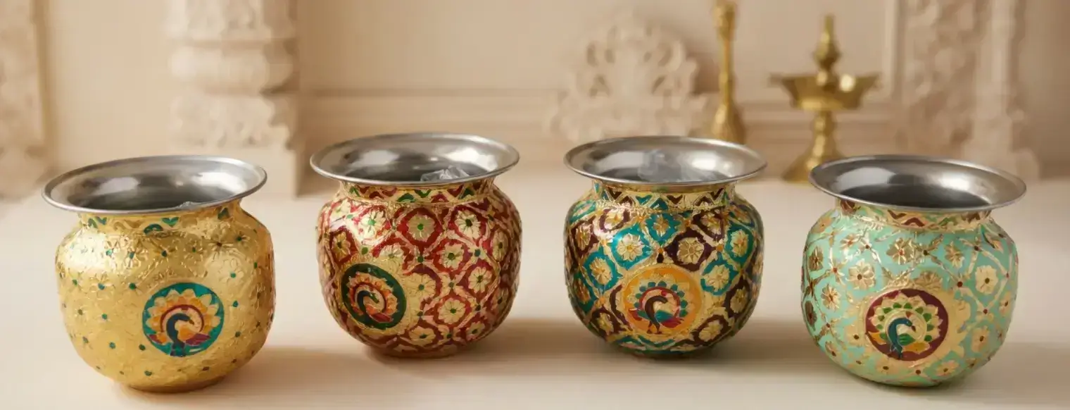 Meenakari Design Elegant Steel Kalash Lota Gift Set